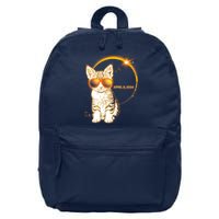 Cool Funny Total Solar Eclipse April 8 2024 Sunglasses Cat Kitten 16 in Basic Backpack