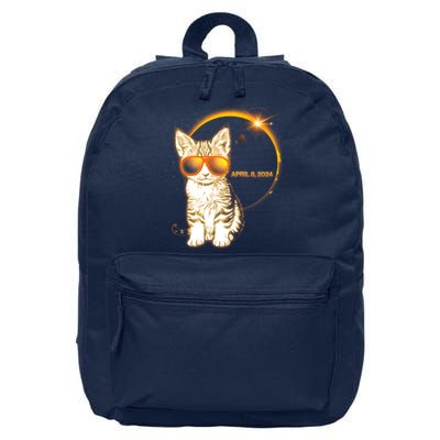 Cool Funny Total Solar Eclipse April 8 2024 Sunglasses Cat Kitten 16 in Basic Backpack