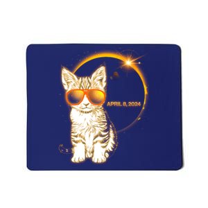 Cool Funny Total Solar Eclipse April 8 2024 Sunglasses Cat Kitten Mousepad