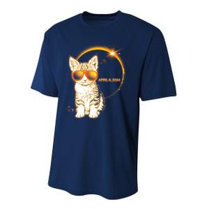 Cool Funny Total Solar Eclipse April 8 2024 Sunglasses Cat Kitten Performance Sprint T-Shirt