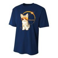 Cool Funny Total Solar Eclipse April 8 2024 Sunglasses Cat Kitten Youth Performance Sprint T-Shirt