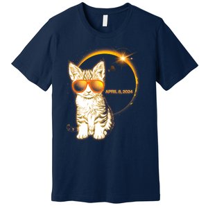 Cool Funny Total Solar Eclipse April 8 2024 Sunglasses Cat Kitten Premium T-Shirt