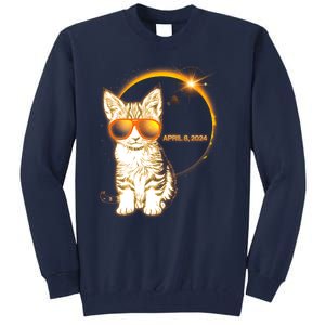 Cool Funny Total Solar Eclipse April 8 2024 Sunglasses Cat Kitten Tall Sweatshirt