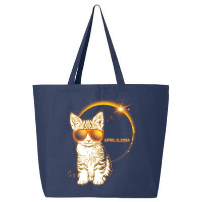 Cool Funny Total Solar Eclipse April 8 2024 Sunglasses Cat Kitten 25L Jumbo Tote