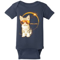 Cool Funny Total Solar Eclipse April 8 2024 Sunglasses Cat Kitten Baby Bodysuit