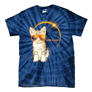 Cool Funny Total Solar Eclipse April 8 2024 Sunglasses Cat Kitten Tie-Dye T-Shirt