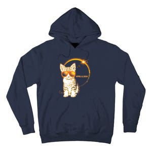 Cool Funny Total Solar Eclipse April 8 2024 Sunglasses Cat Kitten Tall Hoodie