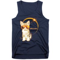 Cool Funny Total Solar Eclipse April 8 2024 Sunglasses Cat Kitten Tank Top