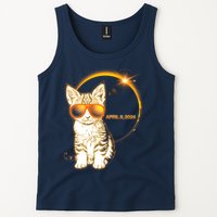 Cool Funny Total Solar Eclipse April 8 2024 Sunglasses Cat Kitten Tank Top