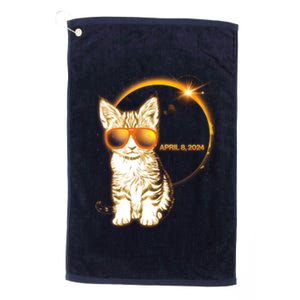 Cool Funny Total Solar Eclipse April 8 2024 Sunglasses Cat Kitten Platinum Collection Golf Towel