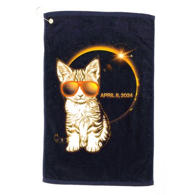 Cool Funny Total Solar Eclipse April 8 2024 Sunglasses Cat Kitten Golf Towel