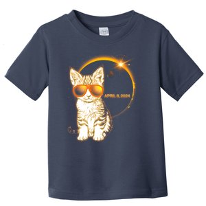 Cool Funny Total Solar Eclipse April 8 2024 Sunglasses Cat Kitten Toddler T-Shirt