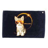 Cool Funny Total Solar Eclipse April 8 2024 Sunglasses Cat Kitten Grommeted Golf Towel