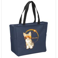 Cool Funny Total Solar Eclipse April 8 2024 Sunglasses Cat Kitten Zip Tote Bag
