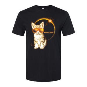 Cool Funny Total Solar Eclipse April 8 2024 Sunglasses Cat Kitten Softstyle CVC T-Shirt