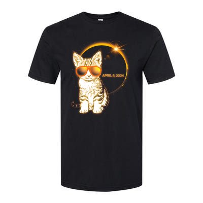 Cool Funny Total Solar Eclipse April 8 2024 Sunglasses Cat Kitten Softstyle CVC T-Shirt