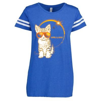 Cool Funny Total Solar Eclipse April 8 2024 Sunglasses Cat Kitten Enza Ladies Jersey Football T-Shirt