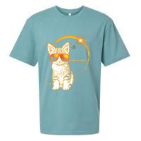Cool Funny Total Solar Eclipse April 8 2024 Sunglasses Cat Kitten Sueded Cloud Jersey T-Shirt