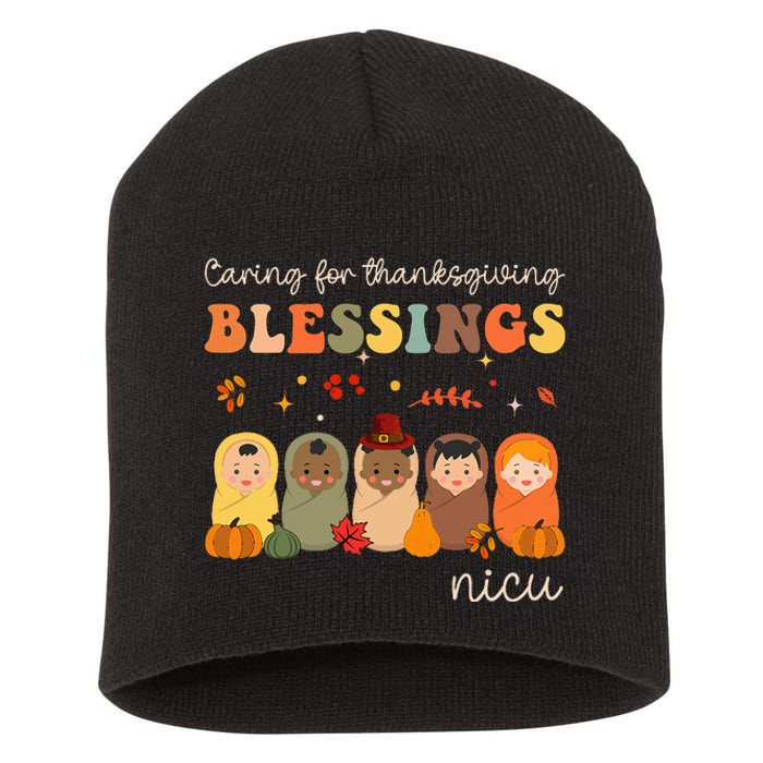 Caring For Thanksgiving Blessings Neonatal Nicu Nurse Fall Short Acrylic Beanie