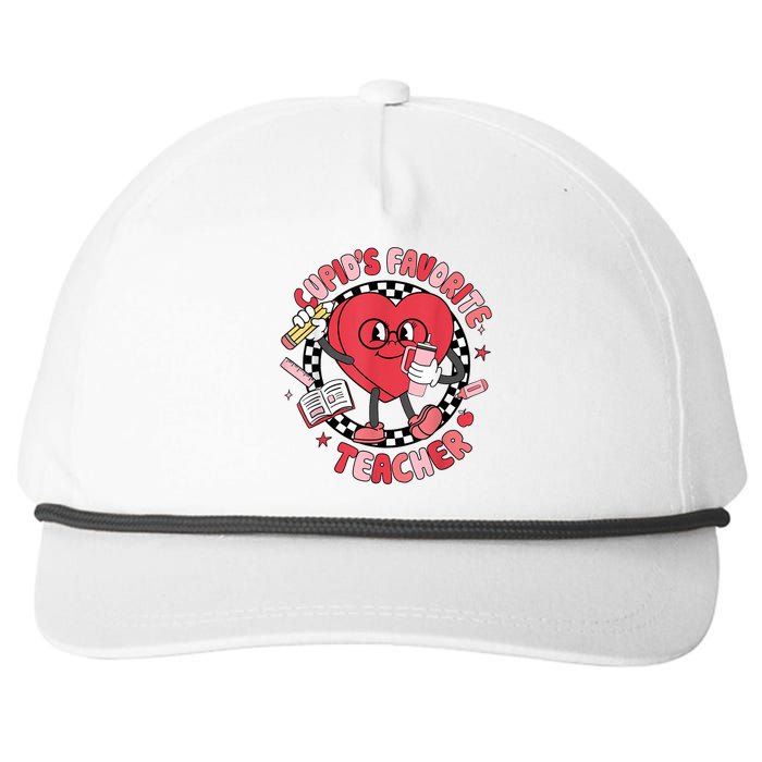 Cupids Favorite Teacher Cute Heart Valentines Day Snapback Five-Panel Rope Hat