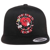 Cupids Favorite Teacher Cute Heart Valentines Day Flat Bill Trucker Hat