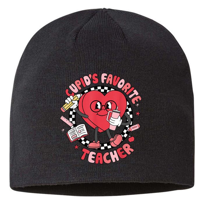 Cupids Favorite Teacher Cute Heart Valentines Day Sustainable Beanie