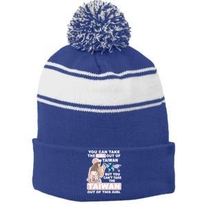 Cool From Taiwan Meaningful Gift Proud Taiwan Gift Stripe Pom Pom Beanie