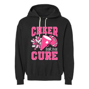 Cheer For The Cure Breast Cancer Awareness Cheerleader Funny Garment-Dyed Fleece Hoodie