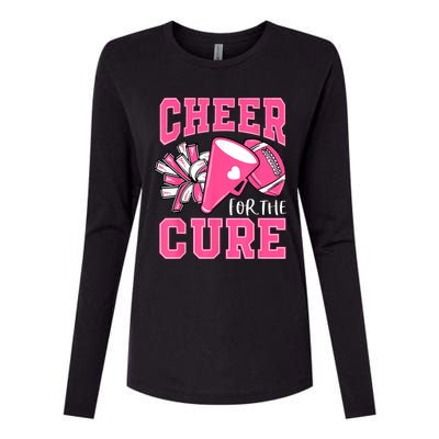 Cheer For The Cure Breast Cancer Awareness Cheerleader Funny Womens Cotton Relaxed Long Sleeve T-Shirt