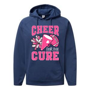 Cheer For The Cure Breast Cancer Awareness Cheerleader Funny Performance Fleece Hoodie