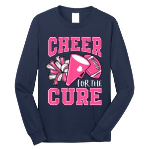 Cheer For The Cure Breast Cancer Awareness Cheerleader Funny Long Sleeve Shirt