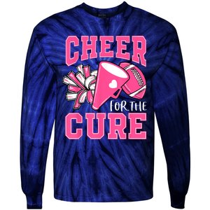 Cheer For The Cure Breast Cancer Awareness Cheerleader Funny Tie-Dye Long Sleeve Shirt