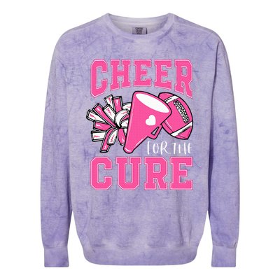 Cheer For The Cure Breast Cancer Awareness Cheerleader Funny Colorblast Crewneck Sweatshirt