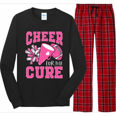 Cheer For The Cure Breast Cancer Awareness Cheerleader Funny Long Sleeve Pajama Set