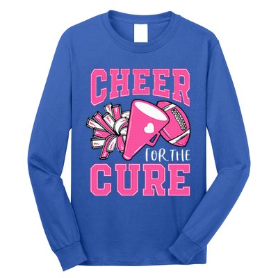 Cheer For The Cure Breast Cancer Awareness Cheerleader Funny Long Sleeve Shirt