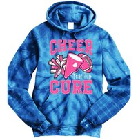 Cheer For The Cure Breast Cancer Awareness Cheerleader Funny Tie Dye Hoodie