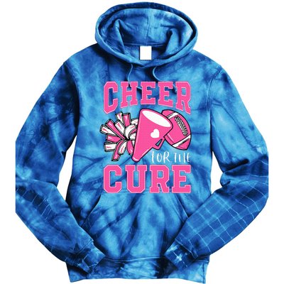 Cheer For The Cure Breast Cancer Awareness Cheerleader Funny Tie Dye Hoodie