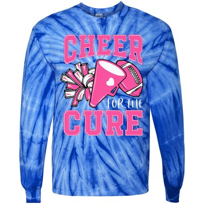 Cheer For The Cure Breast Cancer Awareness Cheerleader Funny Tie-Dye Long Sleeve Shirt