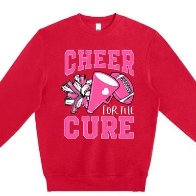 Cheer For The Cure Breast Cancer Awareness Cheerleader Funny Premium Crewneck Sweatshirt