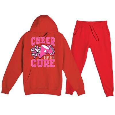 Cheer For The Cure Breast Cancer Awareness Cheerleader Funny Premium Hooded Sweatsuit Set