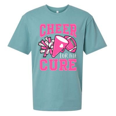 Cheer For The Cure Breast Cancer Awareness Cheerleader Funny Sueded Cloud Jersey T-Shirt