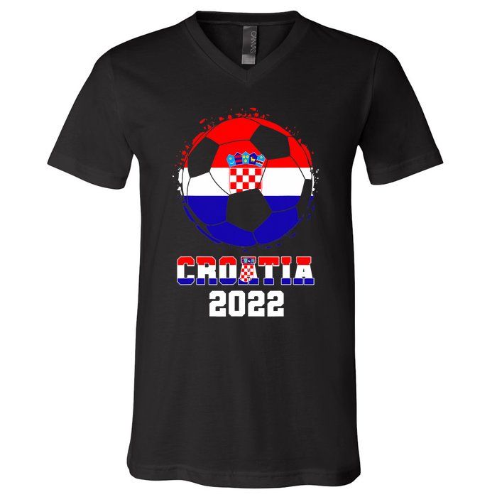 Croatia Football Team - Croatian Flag Football Soccer Fans V-Neck T-Shirt