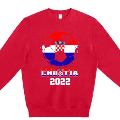 Croatia Football Team - Croatian Flag Football Soccer Fans Premium Crewneck Sweatshirt