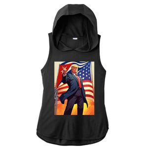 Cubans For Trump 2024 Pro Trump Cubanos Por Trump Cuban Flag Ladies PosiCharge Tri-Blend Wicking Draft Hoodie Tank