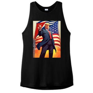 Cubans For Trump 2024 Pro Trump Cubanos Por Trump Cuban Flag Ladies PosiCharge Tri-Blend Wicking Tank