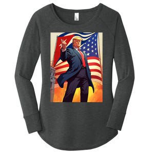 Cubans For Trump 2024 Pro Trump Cubanos Por Trump Cuban Flag Women's Perfect Tri Tunic Long Sleeve Shirt