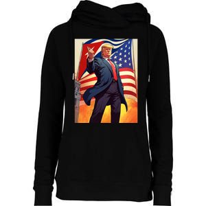 Cubans For Trump 2024 Pro Trump Cubanos Por Trump Cuban Flag Womens Funnel Neck Pullover Hood