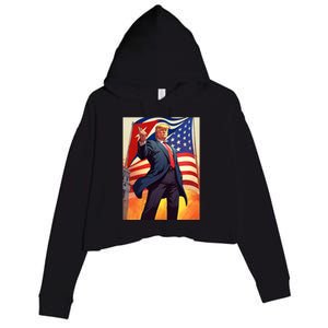 Cubans For Trump 2024 Pro Trump Cubanos Por Trump Cuban Flag Crop Fleece Hoodie