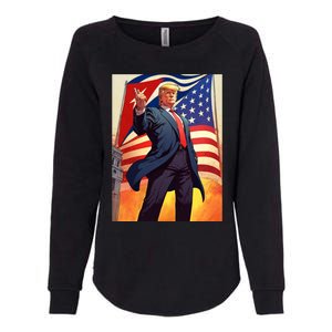 Cubans For Trump 2024 Pro Trump Cubanos Por Trump Cuban Flag Womens California Wash Sweatshirt