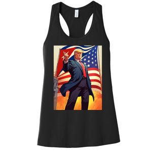 Cubans For Trump 2024 Pro Trump Cubanos Por Trump Cuban Flag Women's Racerback Tank